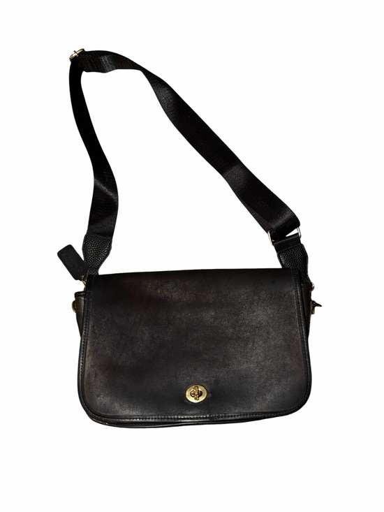 Coach Handbags - Vintage Coach Black Leather Push Lock Flap Crossbody Bag